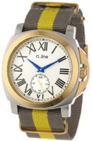 a_line AL-80007-YG-SS-02-GY Pyar Silver Textured Dial Grey and Yellow Nylon