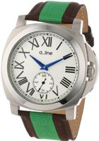 uA-Line a_line AL-80007-02-GN-NS2 Pyar Silver Textured Dial Brown and Green Nylon 