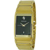 Accurist Gents Black Dial Date Gold Tone Stainless Steel Bracelet MB594B