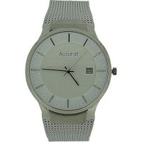 Accurist Gents White Dial Date Stainless Steel Silver Mesh Bracelet MB901