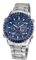 Accurist Quartz with Blue Dial Analogue - Digital Display and Silver Stainless Steel Bracelet MB1032N