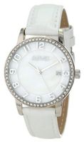 August Steiner AS8056WT Swiss Quartz Mother-Of-Pearl Crystal Leather Strap