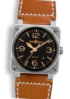Bell and Ross Aviation Gold Heritage Black Dial Leather BR0392-GOLD-HER