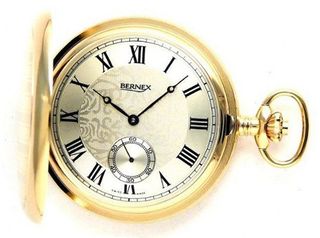 Bernex Swiss Made Large Gold Plated Pocket with 17 Jewel Mechanical Movement