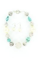 Blazin Roxx 29256 Rhinestone Bead Jewelry Set Silver/Turquoise