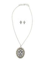 Blazin Roxx 29365 Oval Cross Concho Jewelry Set Silver