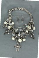 Blazin Roxx 29535 Cross and Ring Chain Jewelry Set Silver