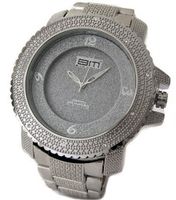 Bling MRSTER Iced out 3D Bezel Hiphop Bling Silver Plated Metal strap