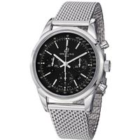 Breitling Transocean Black Chronograph Dial Stainless Steel AB015212-BA99SS