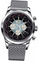 Breitling Transocean Chronograph Unitime Black Dial Stainless Steel Mesh AB0510U4/BB62SS
