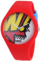 Breo Classic Unisex Quartz with Multicolour Dial Analogue Display and Red Rubber Strap B-TI-CLCP10