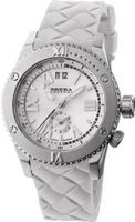 Brera Orologi Sirena BRSR14001 DUAL time zone Stainless steel case White MOP dial Swiss Quartz with Big date White braided rubber strap with signature buckle