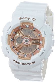 Casio BA-110-7A1CR Baby-G Pink Analog-Digital Display and White Resin Strap