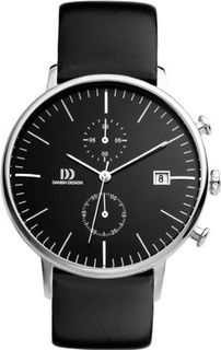 Danish Design Quartz with Black Dial Chronograph Display and Black Leather Strap DZ120140