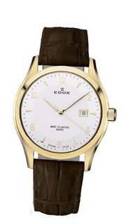 Edox 33017 37J AID WRC Luminous Gold PVD Stainless Steel Brown Genuine Leather Date