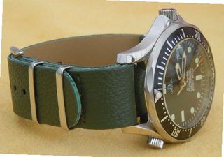 20mm Green Custom made NATO genuine leather strap Fit Omega Seamaster Professional