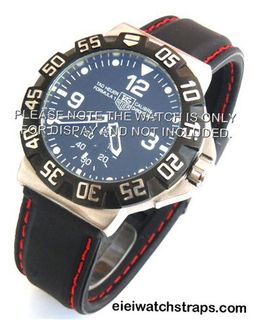 20mm 'soft touch' silicon rubber strap with RED stitching Fits TAG Heuer Formula 1