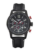 Elysee Race 1 Quartz with Black Dial Chronograph Display and Black Leather Strap 80524L