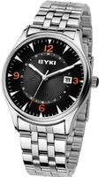EYKI 8703 Quartz Waterproof Wristes Black Dial and Stainless Steel Band