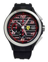 Ferrari 0830015 Scuderia Lap Time Chronograph Black Dial Black Silicon Band  NEW