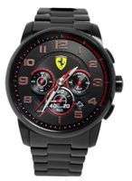 Ferrari 0830054 Scuderia Heritage Black Chrono Dial Steel Band  NEW
