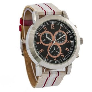 Ferretti FT11901 - Casual - Large Striped Red and Beige Band - Chronograph Style