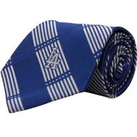 MLB L.A. Dodgers Royal Blue-Silver Poly Plaid Woven Tie