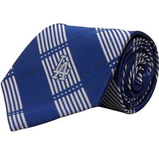 MLB L.A. Dodgers Royal Blue-Silver Poly Plaid Woven Tie