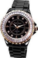 Black Ceramic with Crystal in 18K Rose Gold Plated Stainless Steel (128934)