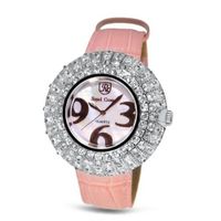 Pink Genuine Leather with Crystal in 18K Rose Gold Plated Stainless Steel (128910)
