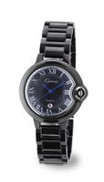 uGemorie Black Ceramic with 18K White Gold Plated Stainless Steel (118024-BK) 