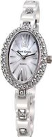 White Ceramic Oval with Crystal in 18K White Gold Plated Stainless Steel (128920)