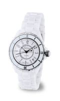 White Ceramic with 18k White Gold Plated Stainless Steel (118021-m)