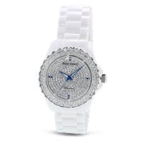 White Ceramic with Crystal in 18K White Gold Plated Stainless Steel (128929)
