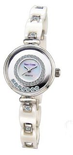 White Ceramic with Crystal in 18K White Gold Plated Stainless Steel (128938)