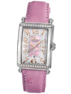 Gevril 7248RT.10A Pink Mother-of-Pearl Genuine Ostrich Strap