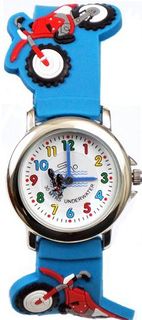 Gone Bananas - Wild Child Analog Kids' Waterproof with Animated Motorcycle Second Hand and Steel Blue Band - 3 ATM Water Resistant