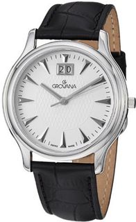 Grovana Grand Date Silver Dial Black Leather 1030-1532