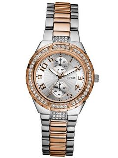 GUESS U13586L2 Status In-the-Round Rose Gold-Tone and Steel