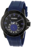 Haurex Italy 3N503UBB Acros Black Ion-Plated Coated Stainless Steel Blue Rubber Strap
