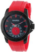 Haurex Italy 3N503URR Acros Black Ion-Plated Coated Stainless Steel Red Rubber Strap