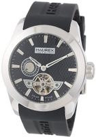 Haurex Italy CA501UNN Magister Auto Round Stainless Steel Black Silicone Automatic