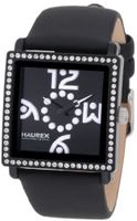 Haurex Italy NF369DNW Diverso PC Square Black Dial Crystal Bezel Leather
