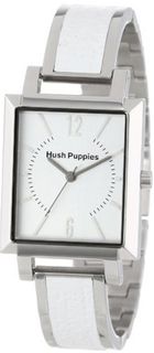 Hush Puppies HP.3616L.1501 Signature Rectangular Stainless Steel White Genuine Leather