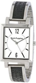 Hush Puppies HP.3616L.1502 Signature Rectangular Stainless Steel Black Genuine Leather