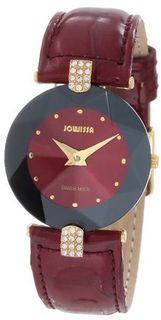 Jowissa J5.013.M Facet Strass Gold PVD Dimensional Glass Maroon Leather Rhinestone
