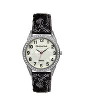 TRENDY FASHION Black Laced Leather Band , Black Case, Pearl Dial BY FASHION DESTINATION
