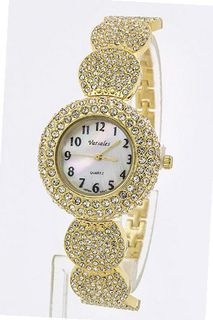 Trendy Fashion Crystal & Mother Of Pearl Dial Bracelet By Fashion Destination