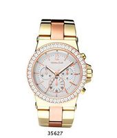 TRENDY FASHION Two-Tone Gold with Rose Gold Metal Band with White Dial BY FASHION DESTINATION