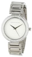 Kenneth Jay Lane 2601 White Textured Dial Crystal Accented Stainless Steel